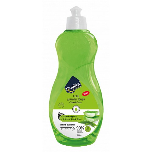 QUALITA Средство для мытья посуды GREEN TEA & ALOE флакон 500мл КК/12