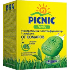 Picnic Family комплект электрофумигатор+жидкость от комаров, мошек, 45 ночей, 30 мл