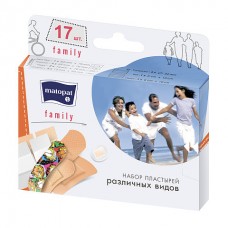 Пластыри Family микс разных размеров на различных основах, набор 17 шт.
