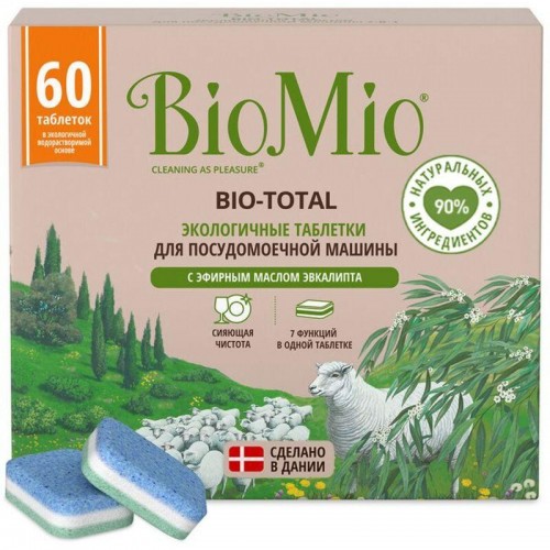 BioMio Таблетки для посудомоечной машины 60шт С маслом эвкалипта Bio-TOTAL