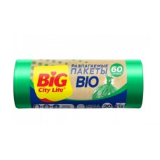 60л BIG CITY пакет д/мусора  BIO HD 60*80см 20шт/60 л зеленый