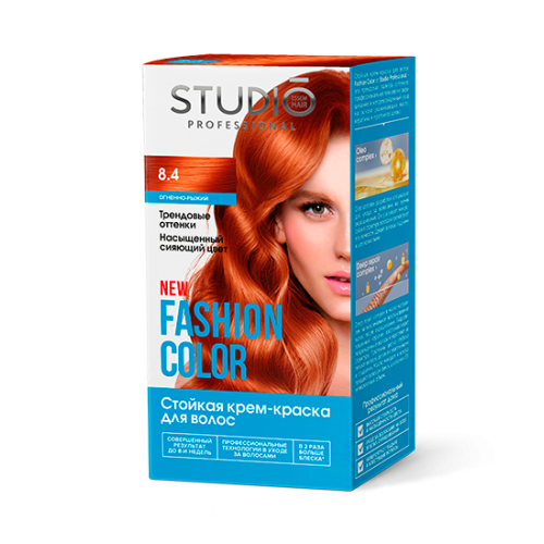 Студио Профешнл FASHION COLOR Стойкая краска для волос т.8.4 Огненно-рыжий 50/50/15млСКИДКА