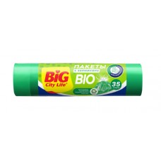 35л BIG CITY пакет д/мусора с затяжкой 15шт/35 л зеленый Био