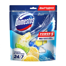 ДОМЕСТОС блок гигиен. д/унитазов Power 5 Лайм+Океан 5*(2*50+3*50)гр (арт 69664592)