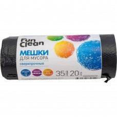 Мешки для мусора Fun Clean Сверхпрочные черные 35л*20шт ролик (Акцент)(вл.36шт)