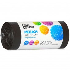 Мешки для мусора Fun Clean Сверхпрочные черные 60л*20шт ролик (Акцент)