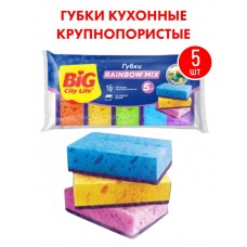BIG CITY губки кухонные крупнопористые Rainbow 5 шт