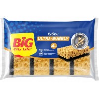 BIG CITY губки кухонные крупнопористые ULTRA bubbly 4шт