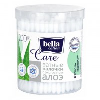 Белла ватные палочки Cotton Care экстракт алоэ в круглой пластиковой коробке, 200 шт.