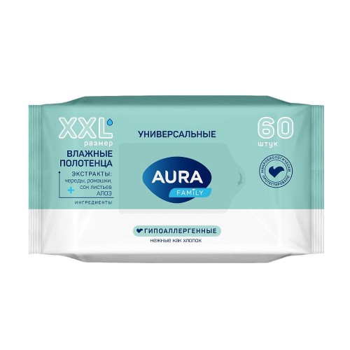 AURA Family Влажные полотенца big-pack 60шт КК/10
