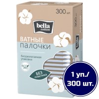 Белла ватные палочки Cotton ЭКО в картонной упаковке, отрганический хлопок, 300 шт.