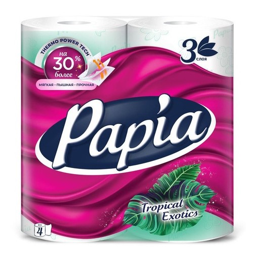 Туалетная бумага Papia Тропическая Экзотика 3сл 4*14