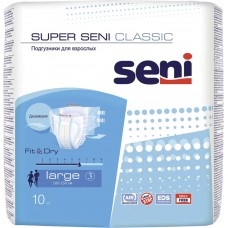 Белла подгузники для взрослых Super Seni CLASSIC Large, размер L/3 100-150 см, 10шт.