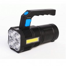 Фонарь LED53766 аккумулятор. (Li-Ion типа 18605) 4В, черный,4LED+COB,3Вт,4 реж,USB, бокс. Ultraflash