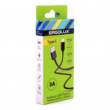 Кабель USВ/TypeC 3А 1,2м черный Зарядка+перед.данных,коробка ERGOLUX ELX -CDC02-C02