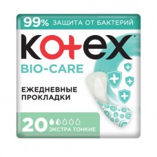 Котекс ежедневные прокладки Био-кэа Экстра тонкие 20