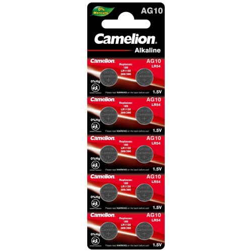 Батарейка для часов G10 BL-10 Mercury Free (389A/LR1130/189) AG10-BP10 (0%Hg) Camelion цена за 10 шт