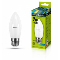 Лампы светодиодные Ergolux LED-С35-9W-E27-4K 9Вт Е27 4500К 172-265В) Свеча холодный свет