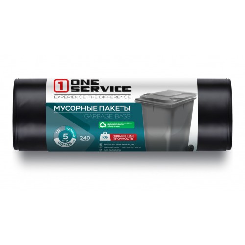 ONE service Пакеты для мусора LD 70*105 см 120л/20шт черные (15шт/ящ)