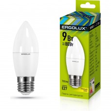 Лампы светодиодные Ergolux  LED-С35-9W-E27-3K ( 9Вт Е27 3000К 172-265В) Свеча теплый свет