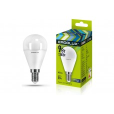 Лампы светодиодные Ergolux  LED-G45-9W-E14-6K 9Вт Е14 6500К  Шар дневной свет
