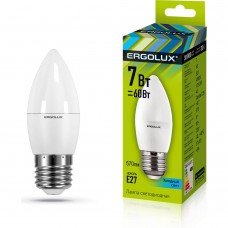 Лампы светодиодные Ergolux  LED-С35-7W-E27-4K (7Вт Е27 4500К 172-265В) Свеча холодный свет