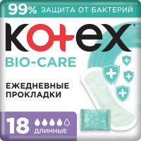 Котекс ежедневные прокладки Био-кэа Длинные 18