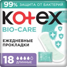 Котекс ежедневные прокладки Био-кэа Длинные 18