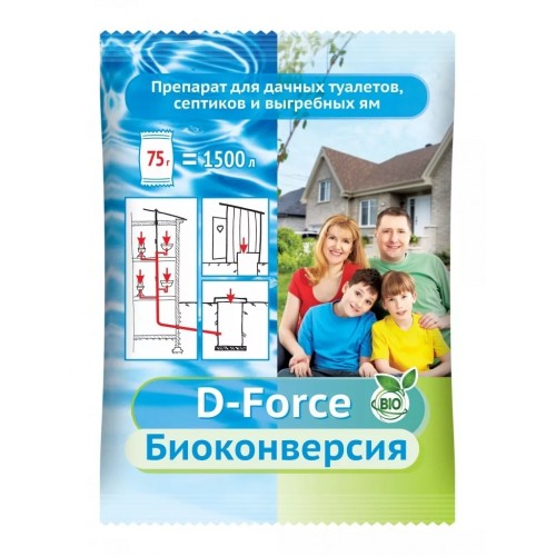 Препарат для дачных туалетов,септиков и выгребных ям 75г D-Force/ВХ