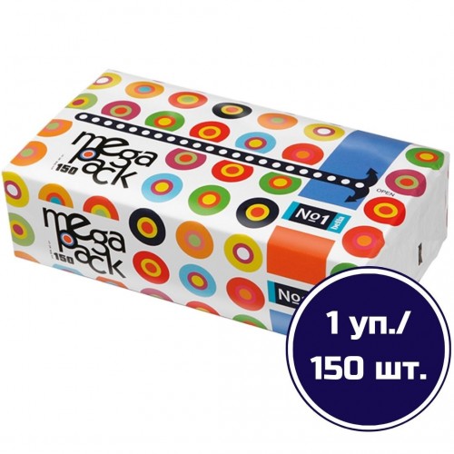Белла № 1 салфетки бумажные 2-х сл MegaPack, п/эт. 150шт.