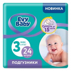Подгузники EVY BABY №3 (5-9кг) Миди Стандарт 24шт*8