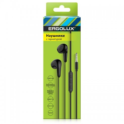 Наушники вкладыши с микрофоном ERGOLUX ELX-WHP01P-C02