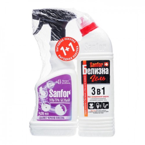 САНФОР спрей Универсал 500 мл Ультра белый + Белизна гель 3в1 500мл ПРОМО