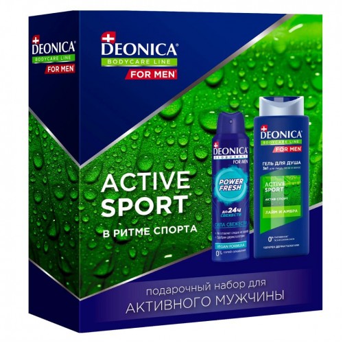 Деоника п/н муж. For Men Active Sport (гель для душа + антиперспирант спрей)