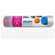Мешки для мусора Fun Clean СУПЕРПРОЧНЫЕ с тесьмой для затягивания, цвет стальной 35л*15шт 25шт