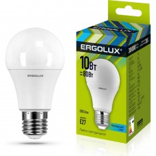 Лампы светодиодные Ergolux  LED-А60-10W-E27-4K 10Вт Е27 4500К  ЛОН (80Вт) холодный свет