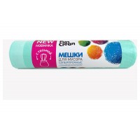 Мешки для мусора Fun Clean СУПЕРПРОЧНЫЕ мятные с тесьмой для затягивания 60л*15шт (Акцент)(кор.25шт