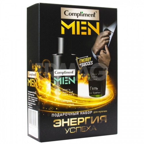 Compliment men ПН №1991 Энергия успеха (гель д/бритья 80мл+шамп д/волос и тела 200мл), 8шт