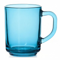 Кружка 250мл  Enjoy Blue стекло голубая (Стеклопласт)