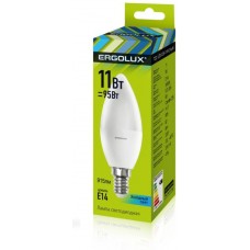 Лампы светодиодные Ergolux LED-C35-11W-E14-4K 11Вт Е14 4500К Свеча холодный свет