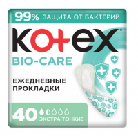 Котекс ежедневные прокладки Био-кэа Экстра тонкие 40