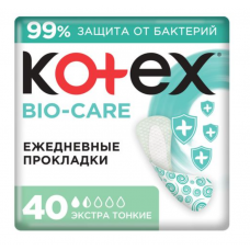 Котекс ежедневные прокладки Био-кэа Экстра тонкие 40