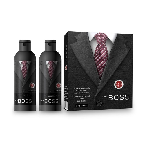 Q.P. ПН №1114 NEW BOSS (укрепляющий шампунь 250мл + тонизирующий гель д/душа 250мл), 10шт