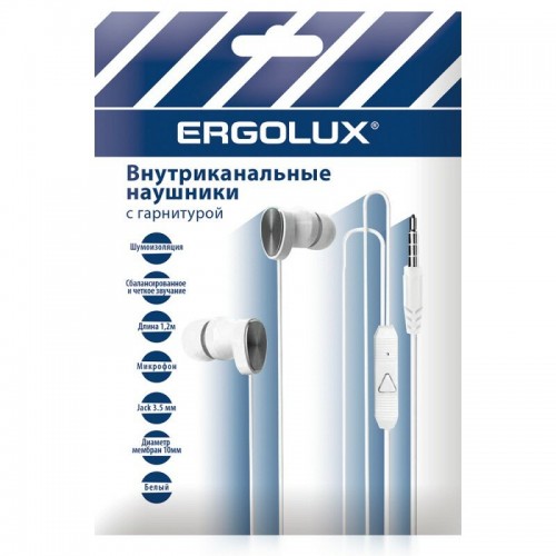 Наушники вакуумные с микрофоном ERGOLUX ELX-WHP02P-C01