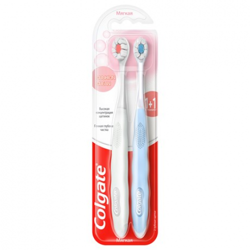 Колгейт зубная щетка Cushion Clean мягкая 1+1шт НОВИНКА