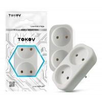 Разветвитель 2-м без заземл.(тройник) 16А 250В IP20 полипропилен бел. TOKOV ELECTRIC TKL-S2-C01