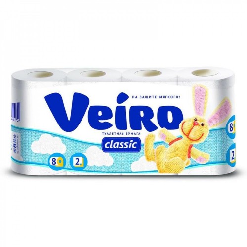 Бумага туалетная Veiro Classic, БЕЛЫЙ, 2-сл.4*12, арт. 5С24