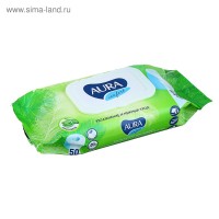 AURA влажная туалетная бумага 50 шт с крышкой .Ультра комфорт/12 ch