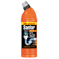 САНФОР средство для прочистки канализационных труб На Кухне 750мл+250мл БЕСПЛАТНО