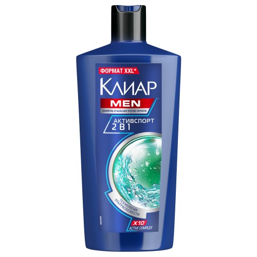 КЛИАР шампунь бальзам ополаскиватель для волос мужской 650мл Против перхоти АКТИВСПОРТ